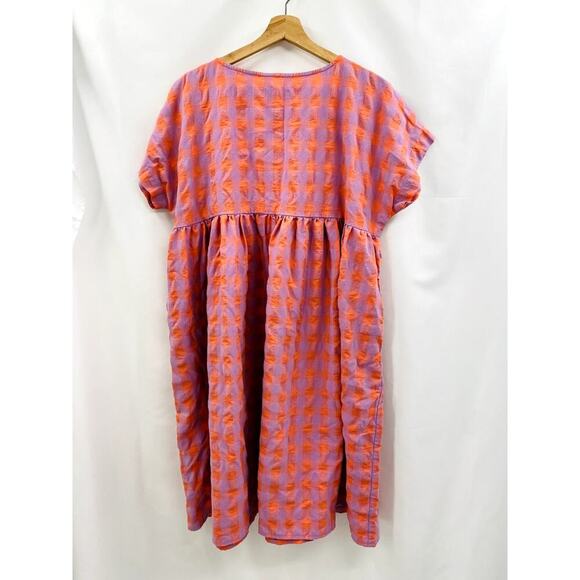 OFFON Oversized seersucker checks dress SILVINA - Picture 6 of 11